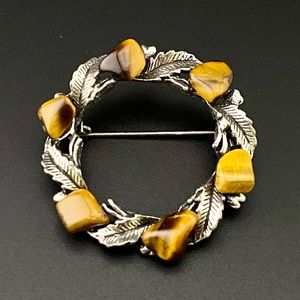 Vintage Tigers Eye Brooch Pin